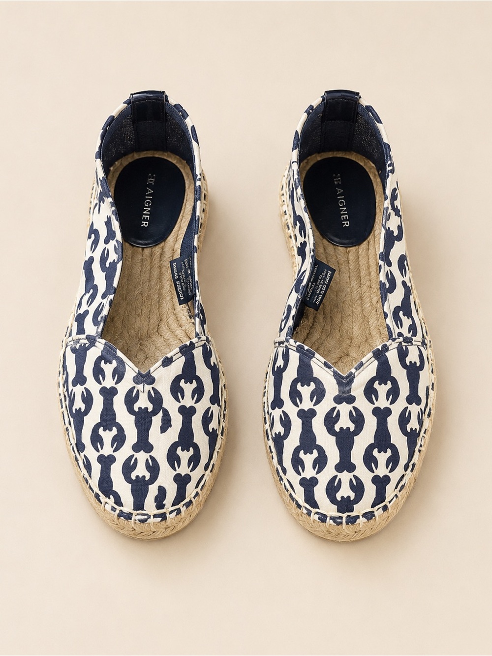 Etienne Aigner Navy and White Patterned Espadrilles